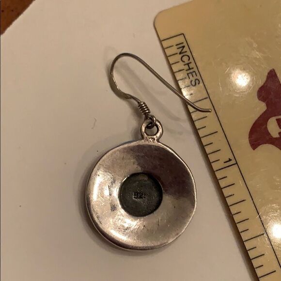 Vintage Greek Key Round Sterling Drop Earring - Picture 3 of 4